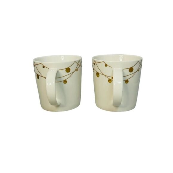 Starbucks Holiday Gold String Lights Coffee Cup Mug 14oz, 2012 (set of 2!) - Picture 2 of 8
